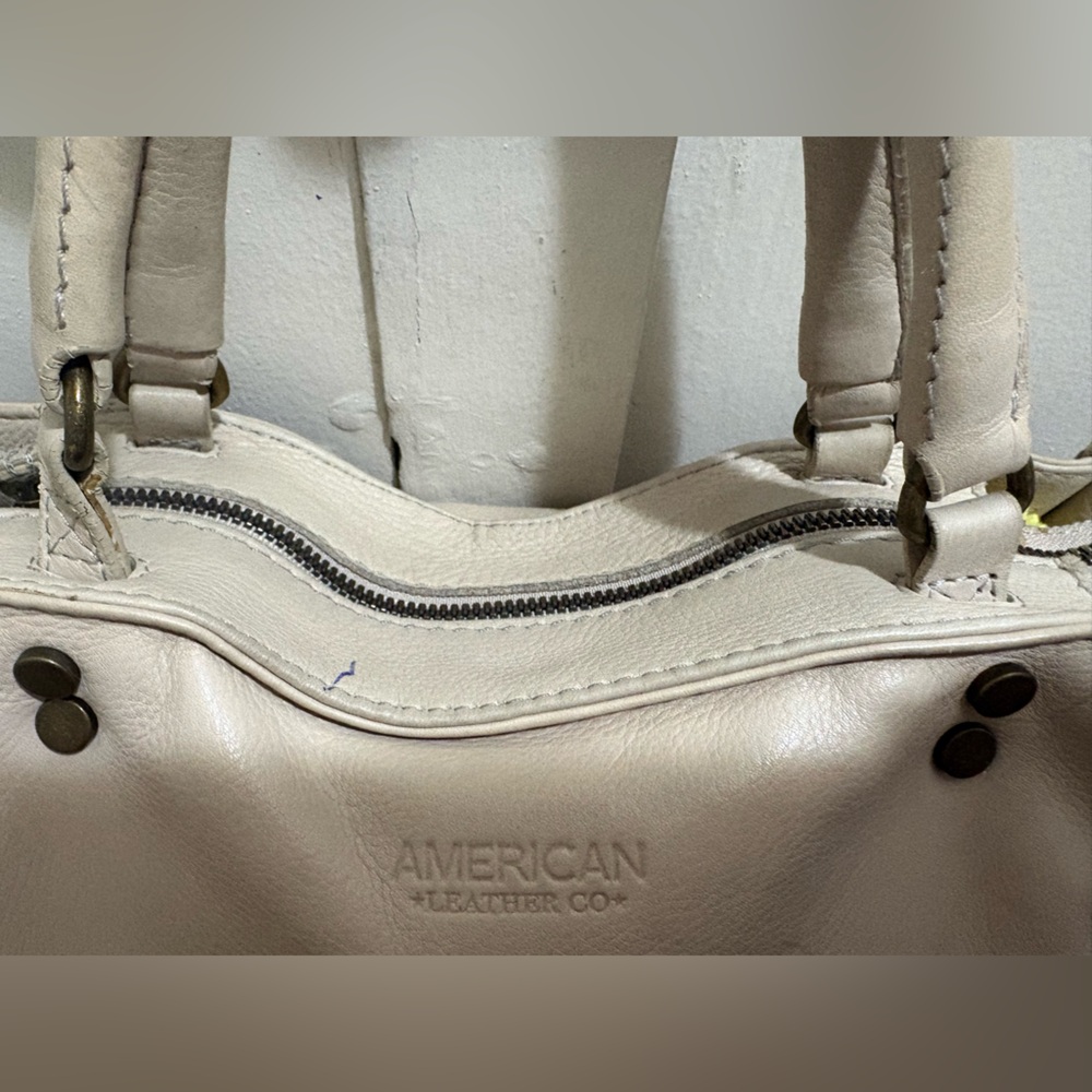 American Leather Co. Cream/Beige Top Handle Bag with Adjustable Crossbody Strap - Picture 5 of 16